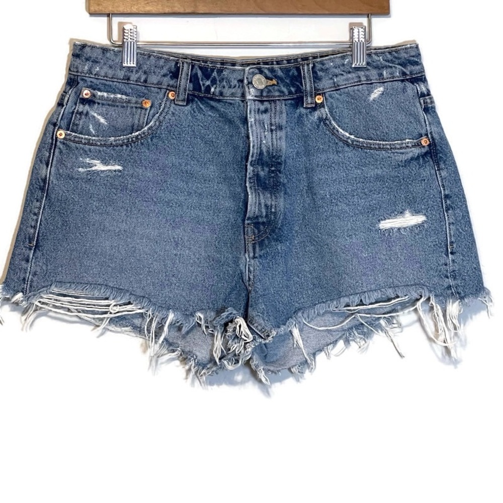 Zara Blue Distressed Jean Shorts